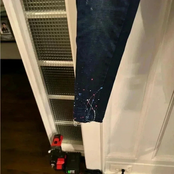 Zara paint splatter dark wash skinny jeans. Girls size 24 perfect condition. - Picture 5 of 13